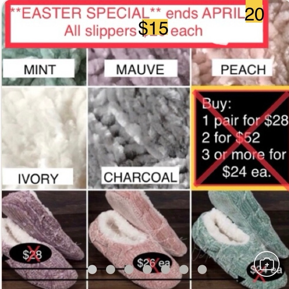 Chenille Cozy Slippers, L/XL (8-10)